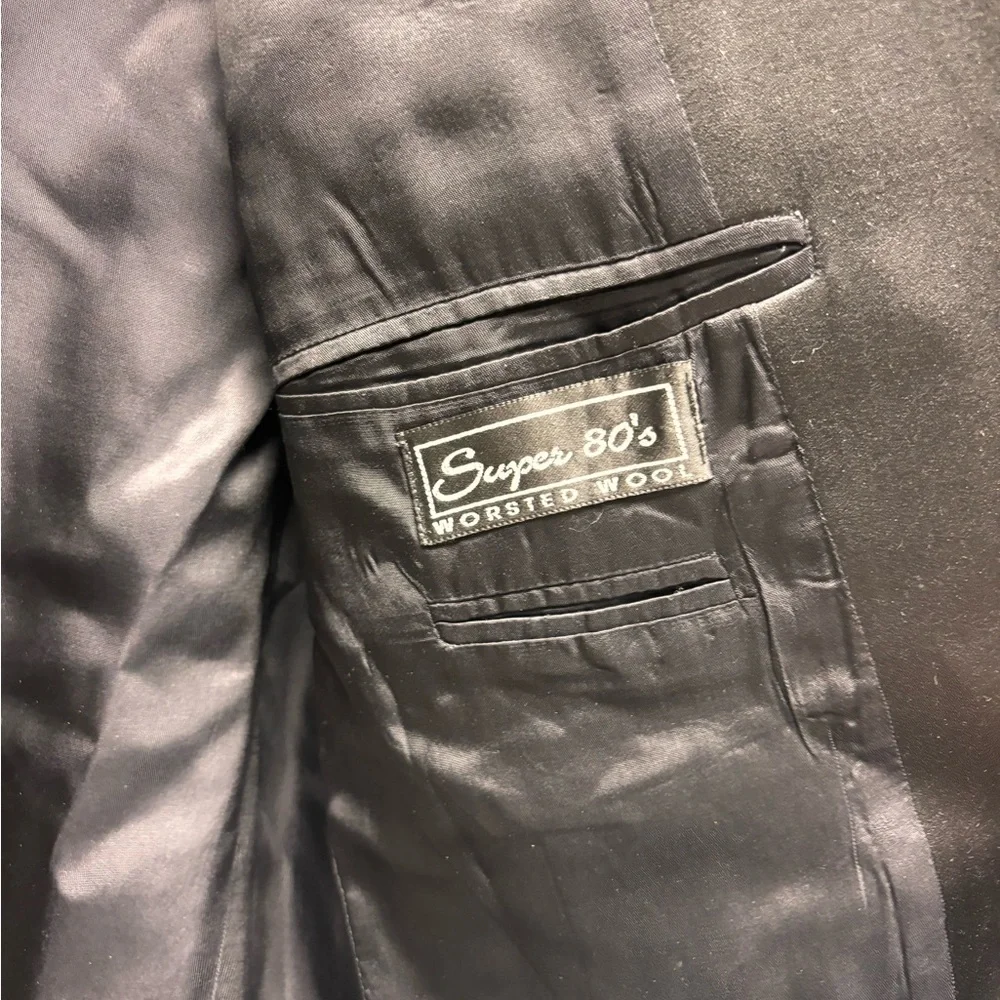 Andrew Fezza Men’s Black Suit Jacket – Super 80’s Worsted Wool (Size 40S)